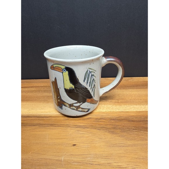 Handmade Other - Vintage Handmade Ceramic Mug Stoneware Toucan Bird Handpainted Embossed/Raised